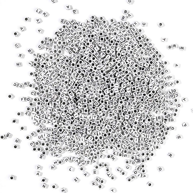 Cousin DIY 1,000 Pieces White Acrylic Alphabet Letter A-Z Square Beads for DIY Jewelry Making, Friendship Bracelets, Necklaces, Key Chains, and Crafts, Small - Image 2